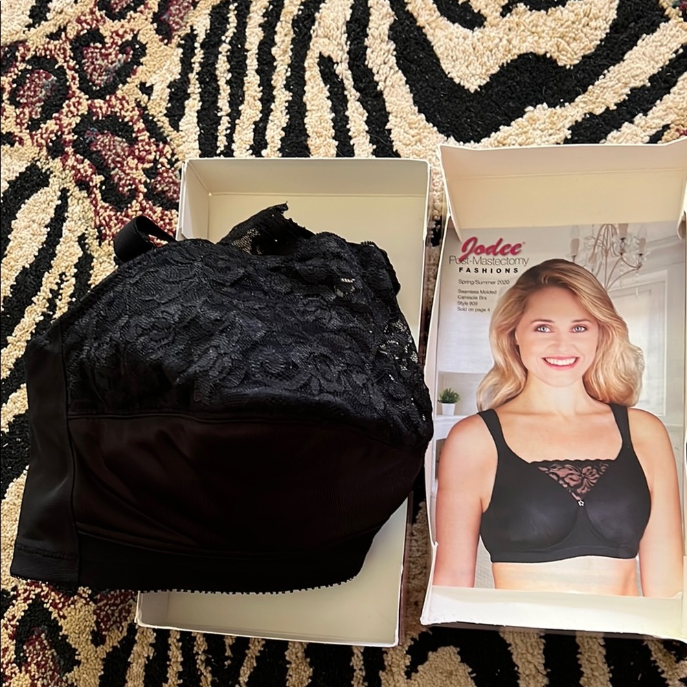 Jodee Post Mastectomy Elegant Black Lace Bra with Intricate Detailing